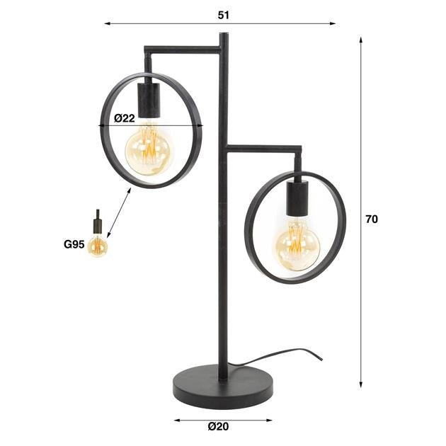 Lampada da tavolo Hennes DH Interior Antracite LxLxH 61x40x12 Metallo Bianco Indicazione dimensione foto
