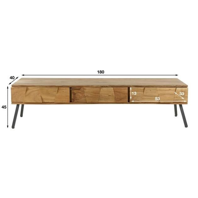 Mobile TV Alisa DH Interno Acacia LxPxH 183x45x25 Legno di acacia Bianco Indicazione dimensione foto