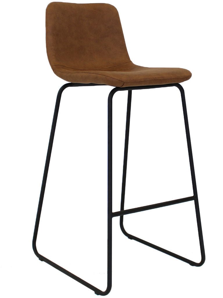 Sgabello da bar Brentt Dimehouse Cognac LxPxH 84x60x49 Microfibra Bianco foto diagonale vista frontale