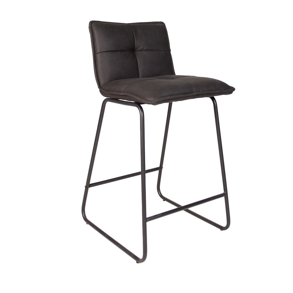 Sgabello da bar Jelle Dimehouse Antracite LxLxH 63x56x49 Microfibra Bianco foto diagonale vista frontale