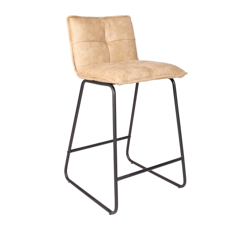 Sgabello da bar Jelle Dimehouse Champagne LxPxH 63x56x49 Microfibra Foto bianca vista diagonale frontale