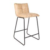 Sgabello da bar Jelle Dimehouse Champagne LxPxH 63x56x49 Microfibra Foto bianca vista diagonale frontale