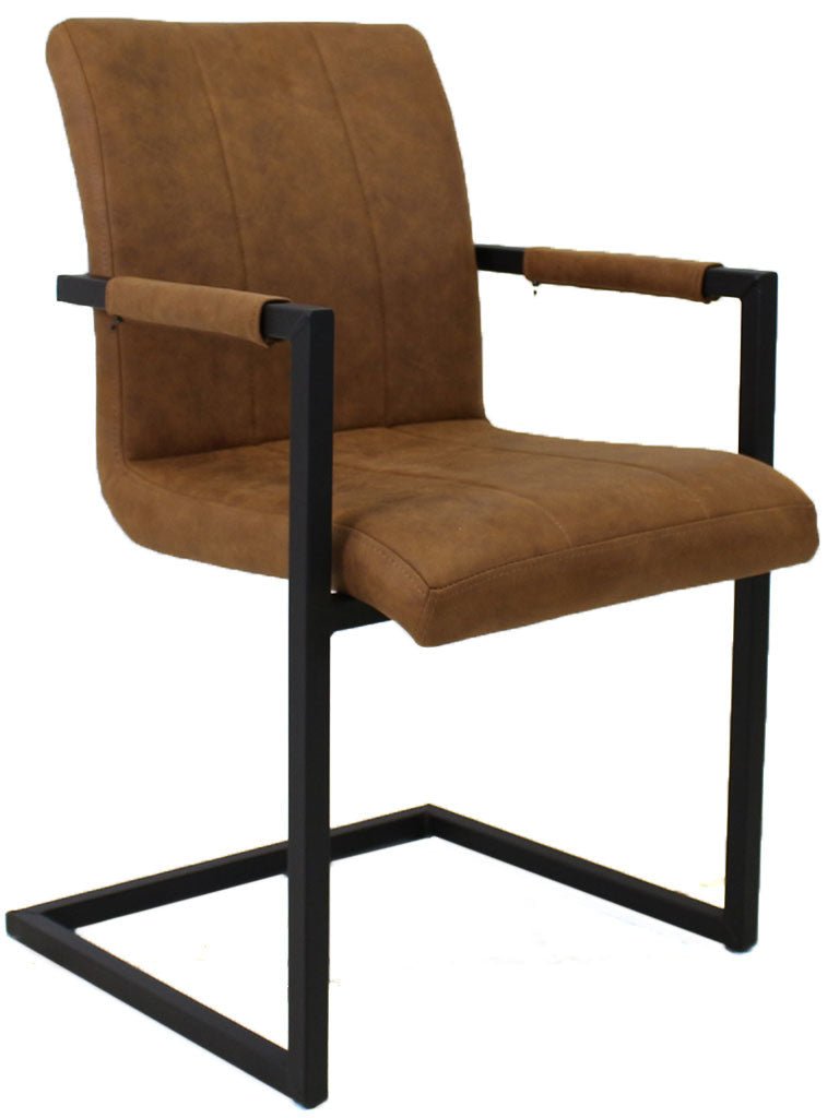 Sedia per sala da pranzo Jackson Dimehouse Cognac LxPxH 71x58x54 Tessuto Bianco foto diagonale vista frontale