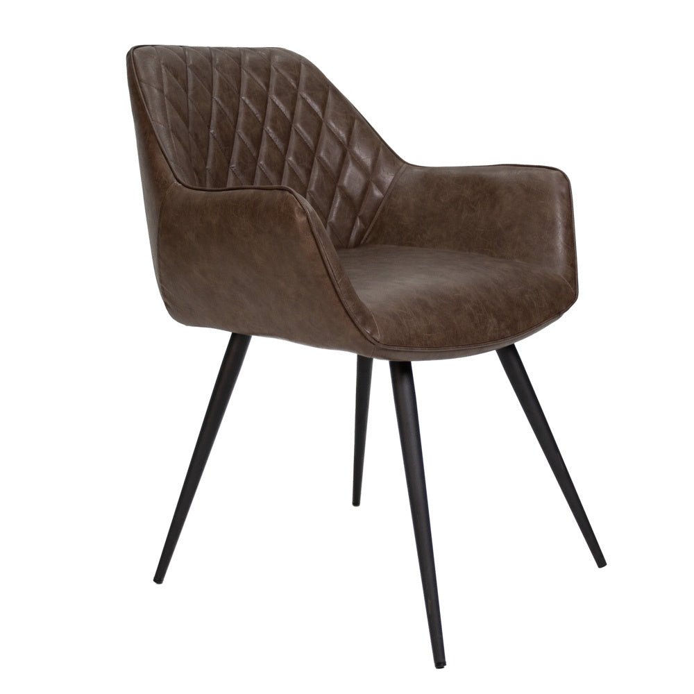 Sedia per sala da pranzo Cara Dimehouse Tortora LxPxH 78x65x57 Ecopelle Foto bianca vista diagonale frontale