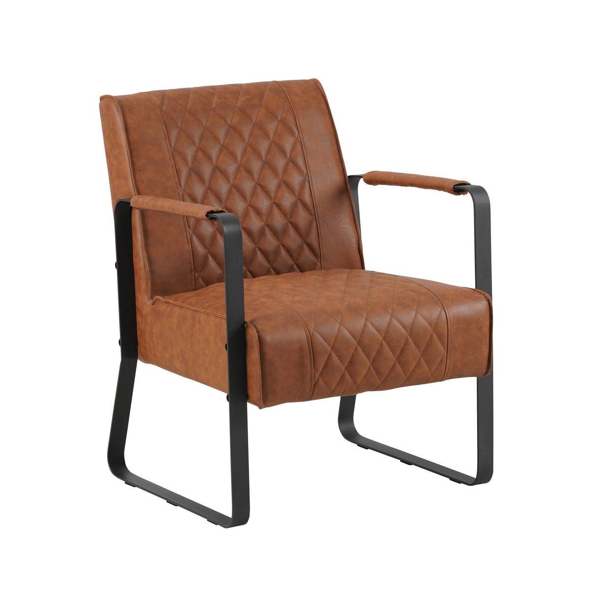 Poltrona Pietro Dimehouse Cognac LxPxH 68x62x45 Ecopelle Foto bianca vista diagonale frontale
