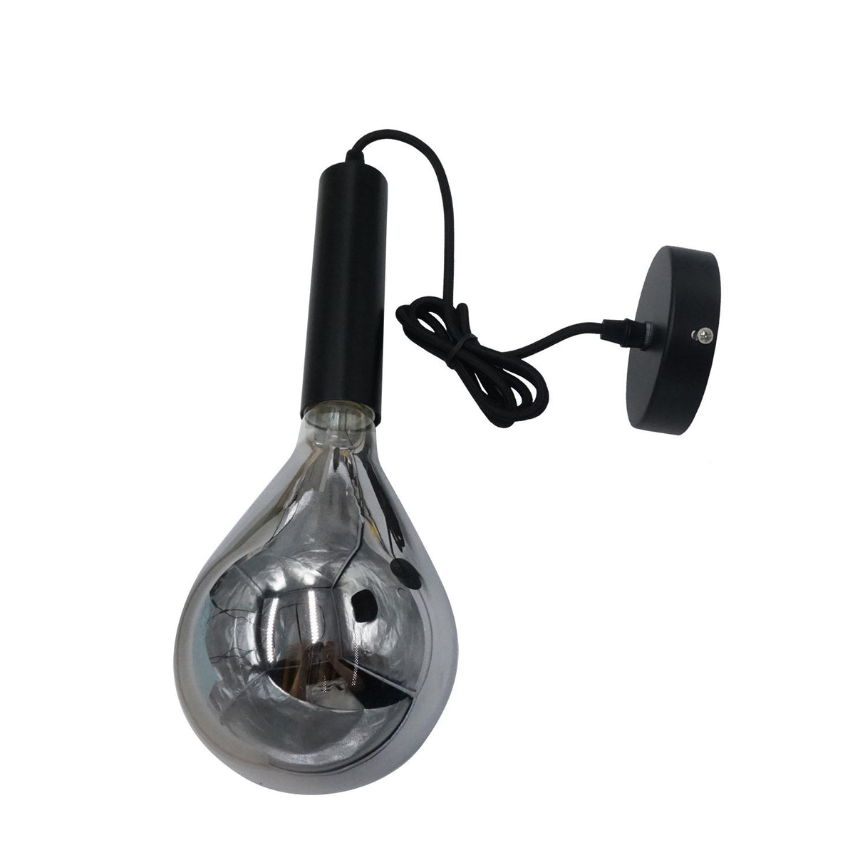 Lampada a sospensione Miles Smokey Dimehouse Antracite LxPxH 29x22x22 Vetro Bianco vista laterale foto