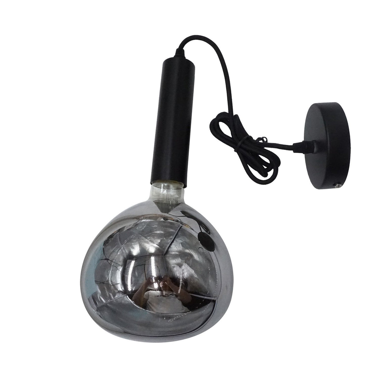 Lampada a sospensione Katie Smokey Dimehouse Antracite LxPxH 29x22x21 Vetro Bianco diagonale fotografica vista frontale