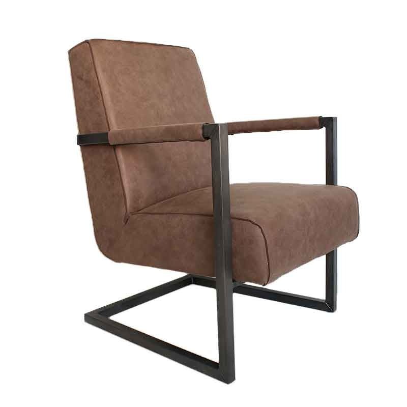 Poltrona Tigre Dimehouse Tortora LxLxH 69x58x49 Ecopelle Foto diagonale bianca vista frontale