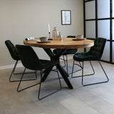 Tavolo da pranzo Oregon Dimehouse Marrone LxPxH 186x106x9 Legno di mango Foto atmosferica vista frontale diagonale