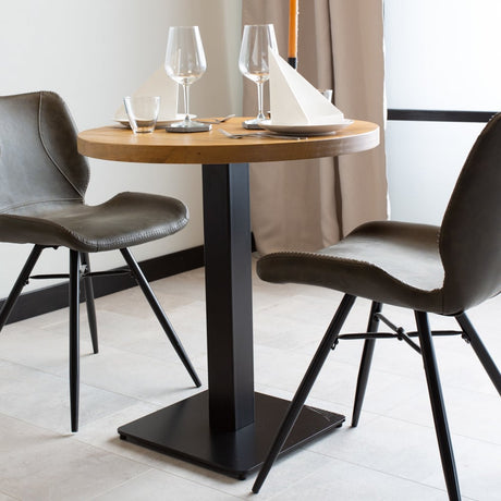 Tavolo da pranzo Tavolo da bistrot Rotondo Dimehouse Marrone LxPxA 97x97x7 Legno di mango Foto atmosferica in situazione