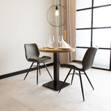 Tavolo da pranzo Tavolo da bistrot Rotondo Dimehouse Marrone LxPxA 97x97x7 Legno di mango Vista frontale della foto suggestiva