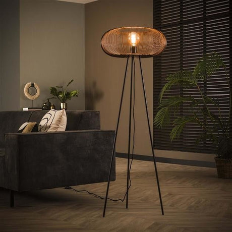 Lampada da terra Jill DH Interior Nero LxLxH 65x53x27 Nichel Foto atmosferica vista frontale diagonale
