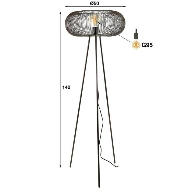 Lampada da terra Jill DH Interior Nero LxLxH 65x53x27 Nickel Bianco Indicazione dimensione foto