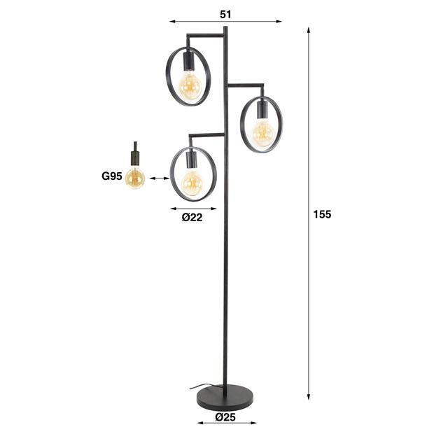 Lampada da terra Fabiola DH Interior Antracite LxPxH 61x61x12 Metallo Bianco Indicazione dimensione foto