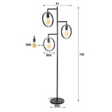 Lampada da terra Fabiola DH Interior Antracite LxPxH 61x61x12 Metallo Bianco Indicazione dimensione foto