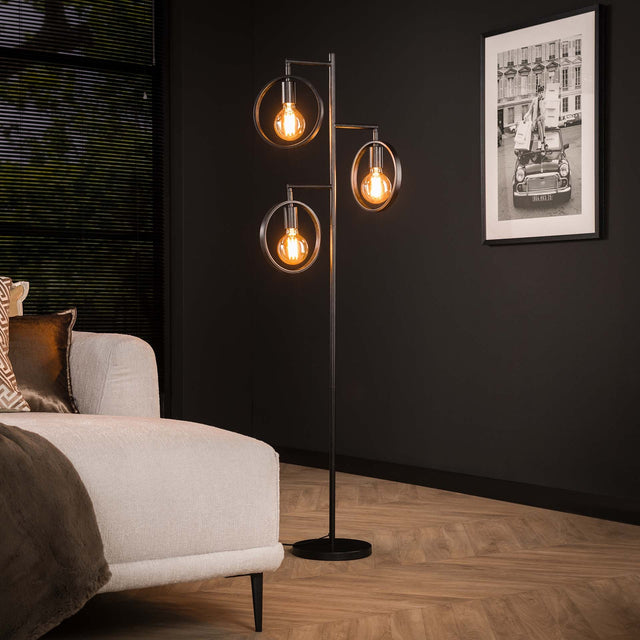 Lampada da terra Fabiola DH Interior Carbone LxPxH 61x61x12 Metallo Foto atmosferica vista frontale diagonale