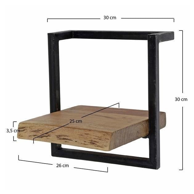 Mensola da parete Aberdeen DH Interior Acacia LxLxH 33x31x12 Legno di acacia Bianco Indicazione dimensione foto