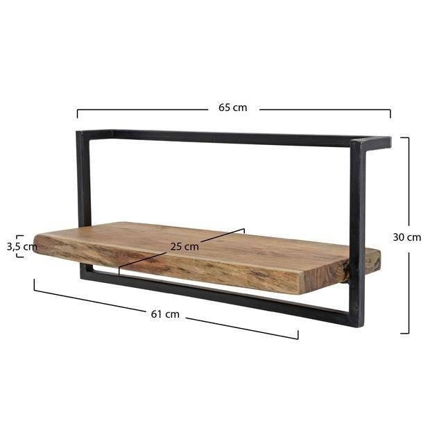 Mensola da parete Aberdeen DH Interior Acacia LxLxH 66x33x11 Legno di acacia Bianco Indicazione dimensione foto