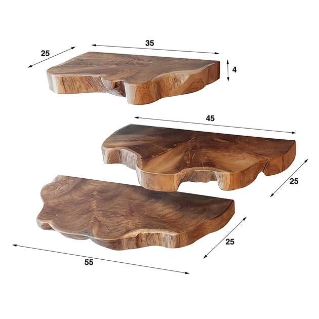 Mensola da parete Loena DH Interior Teak LxLxH 58x28x17 Teak Bianco Indicazione dimensione foto