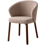 Eetkamerstoelen - Eetkamerstoel bouclé zandkleur Taro - walnootlook frame - Japandi - Dimehouse