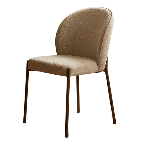 Sedia per sala da pranzo bouclé color sabbia Jiro - struttura effetto noce - Japandi