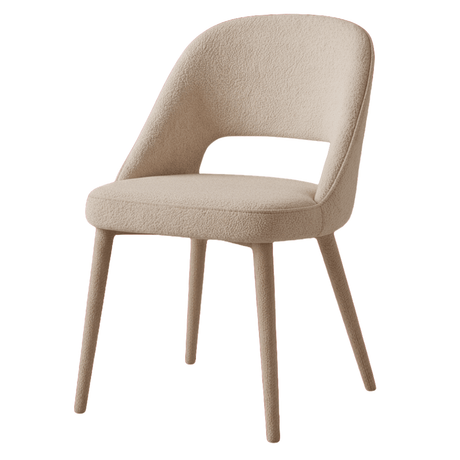 Eetkamerstoelen - Eetkamerstoel zandkleur bouclé Nara - Japandi - volledig gestoffeerd - Dimehouse