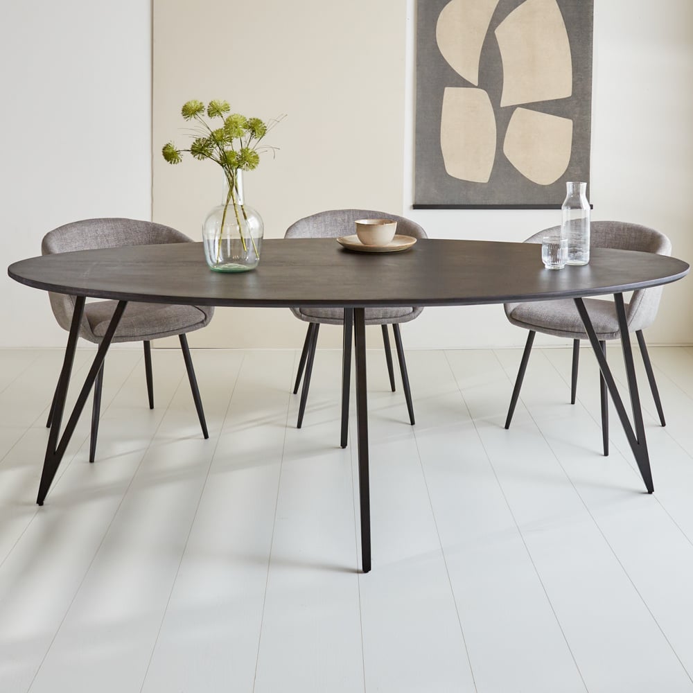 Tavolo da pranzo Cesare Dimehouse Nero LxPxH 236x116x9 Legno di mango Vista frontale della foto suggestiva