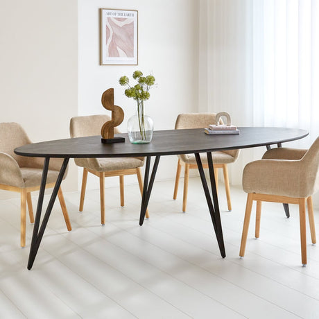 Tavolo da pranzo Cesare Dimehouse Nero LxPxH 256x116x9 Legno di mango Foto atmosferica vista frontale diagonale