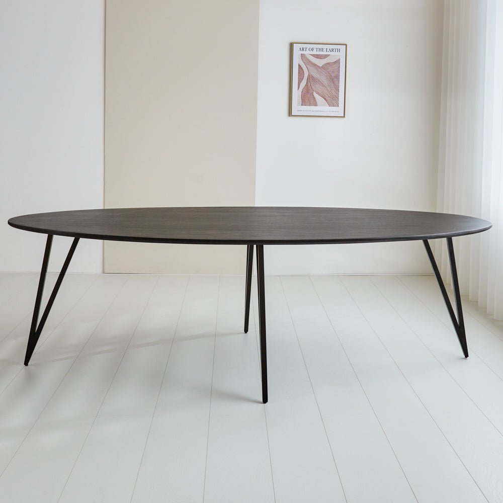 Tavolo da pranzo Cesare Dimehouse Nero LxPxH 256x116x9 Legno di mango Vista frontale della foto suggestiva