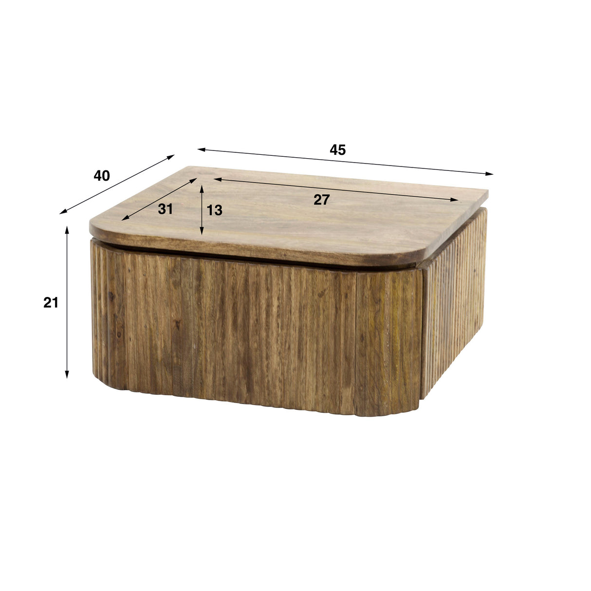 Comodino Maria DH Interior Mango LxLxH 51x47x27 Legno di mango Indicazione della dimensione della foto in bianco