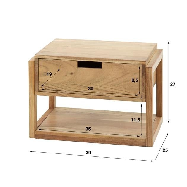 Comodino Mitchell DH Interior Acacia Legno di acacia Bianco Indicazione dimensione foto